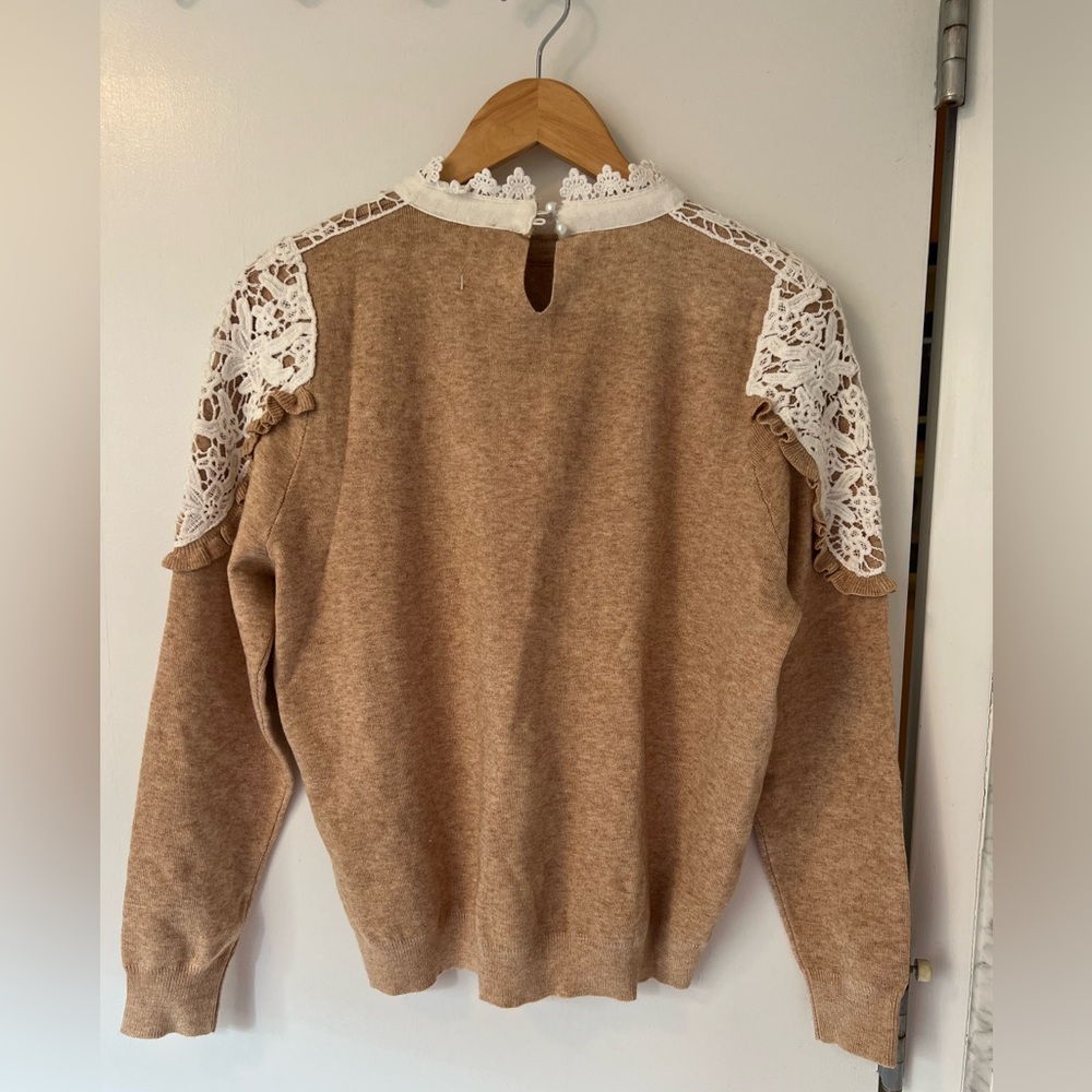 Alice Blue Tan Sweater with Lace Appliqué - Picture 3 of 8
